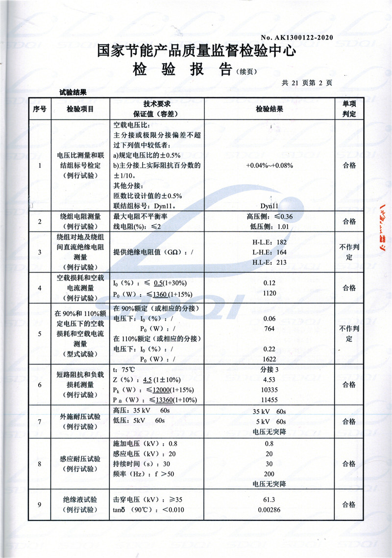 高低压试验报告-S11-1250泰山泰山泰山油浸式变压器-2.jpg